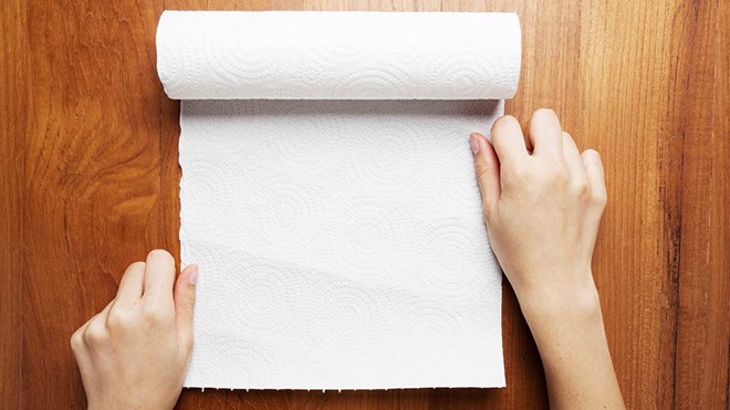 hands holding paper towel